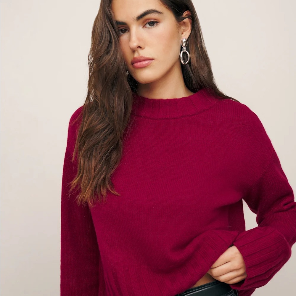 Reformation Mer Regenerative Wool Sweater in Dark Cherry